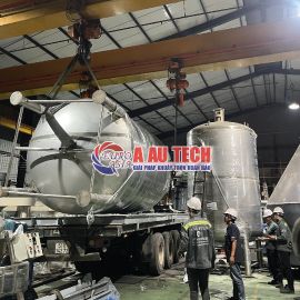 Giao hàng 2 bồn khuấy 11.000 lít kèm sàn thao tác tại Tây Ninh